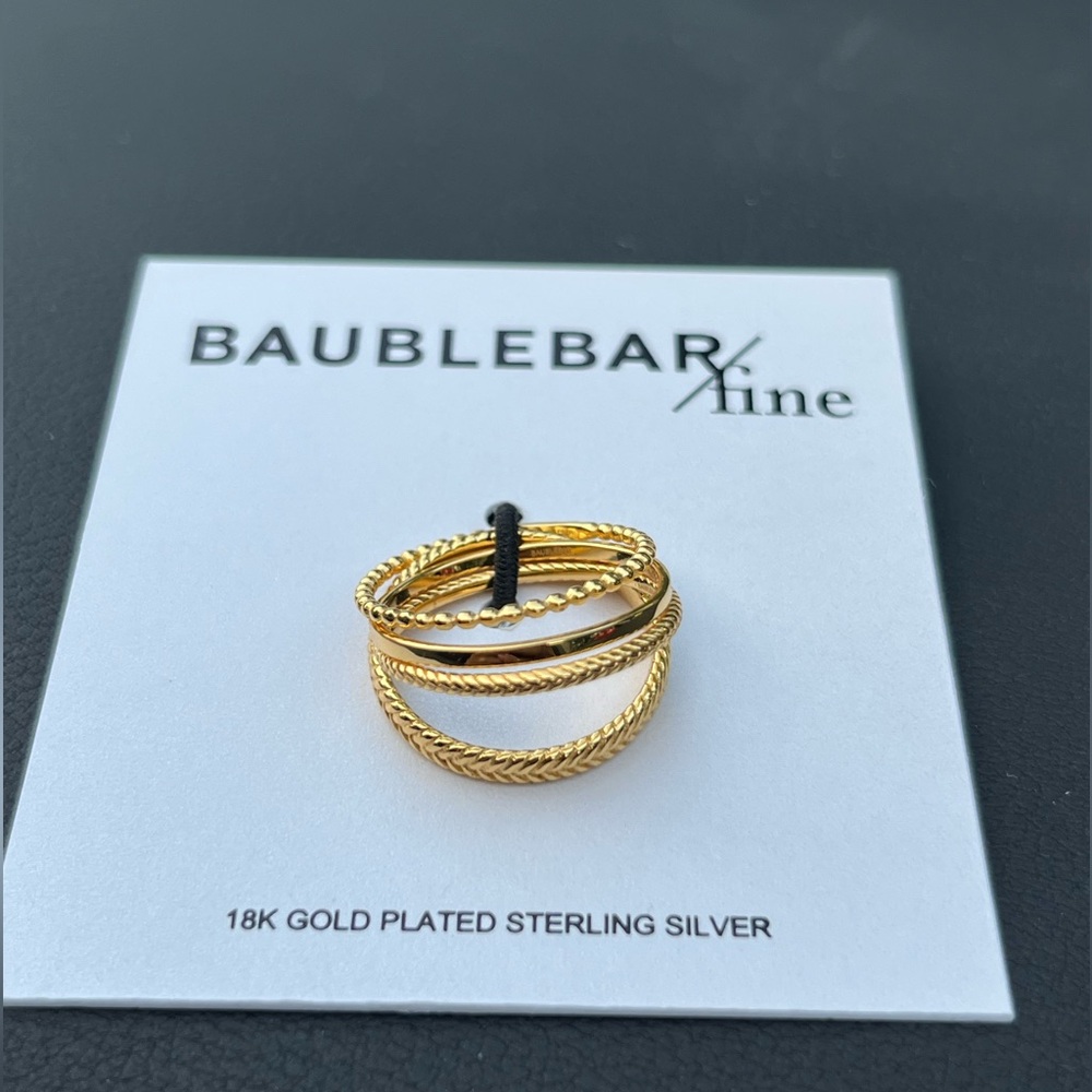 Baublebar 18K Gold Ring Set. Size 9
